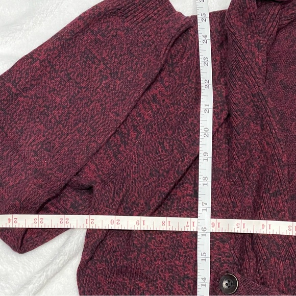 AB Studio open front cardigan in burgundy & black. Size Large. - Picture 4 of 7
